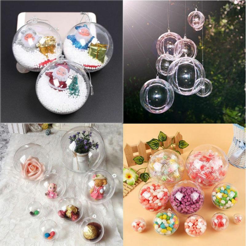 5 pièces en plastique Transparent boules de noël remplissable arbre de noël ornements Transparent boules rondes ornements pour arbre de noël décor à la maison