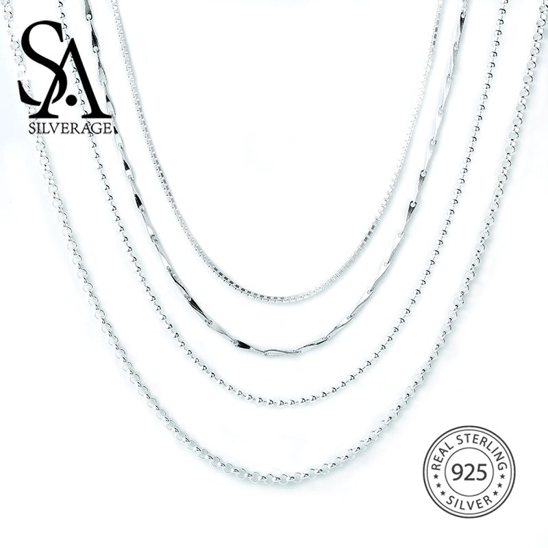 Sa sølv  s925 halskæde 16/18 tommer  s925 sterling sølv tilbehør kæde matching