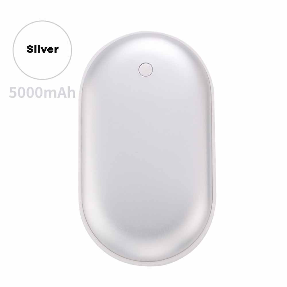 6-8h 6000mAh 4 In 1 USB Rechargeable Electric Hand Warmer Double-Side 0.8s Heating Mini 5V Long-Life Pocket Power Bank Warmer: Silver