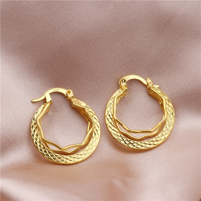 Gold Color Hoop Earring for Women Girl Simple Round Circle Small Ear Stud Earring Punk Hip-hop Earrings Jewelry