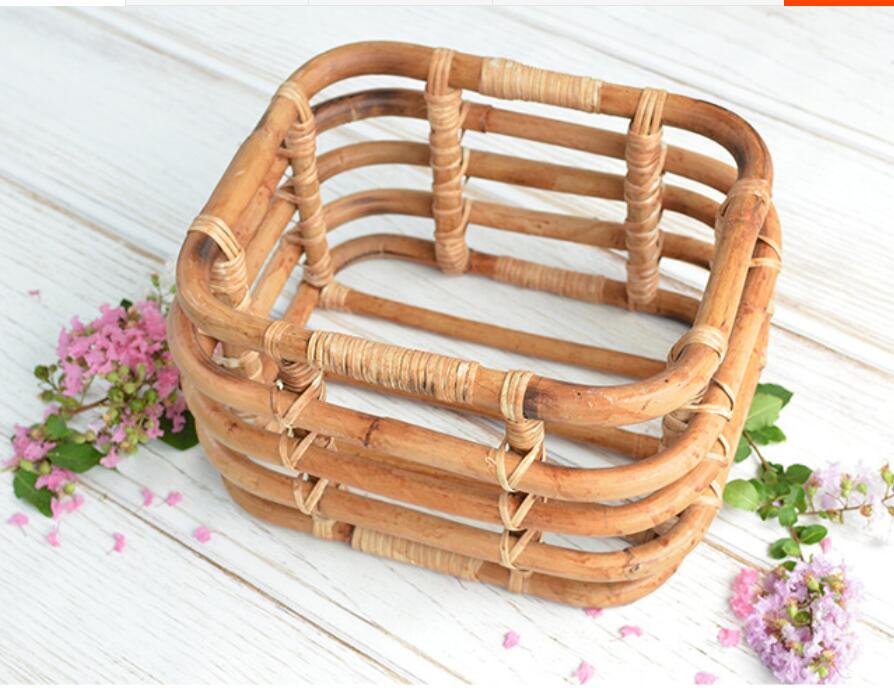 Full-Maan Pasgeboren Fotografie Props Retro Geweven Rotan Mand Hollow Cany Bedden Sofa Baby Foto Schieten Props Container Cribs