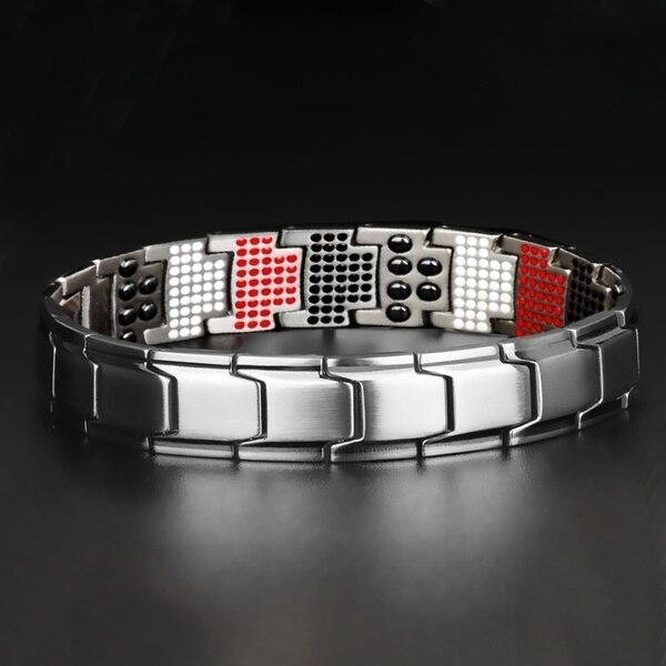 Magnetic Therapy Bracelet 3-in-1 Weight Loss Improve Sleep Adjusting Titanium Steel for Women Men: 2