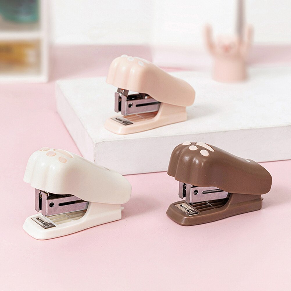 Office Paper Binder School Book Sewer Bookbinding Machine Binding Tool Cat Paw Shape Portable With 1000pcs Staples Mini Stapler