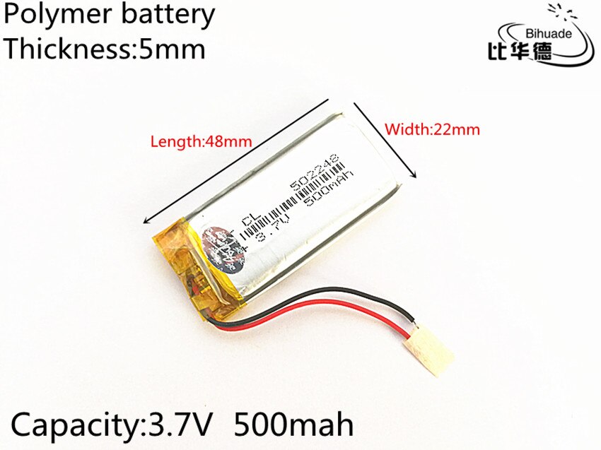 1 stks/partij Liter energie batterij 502248 3.7 V 500 mAh Oplaadbare lithium Li-Polymeer Batterij Voor GPS, mp3, mp4, mp5, dvd