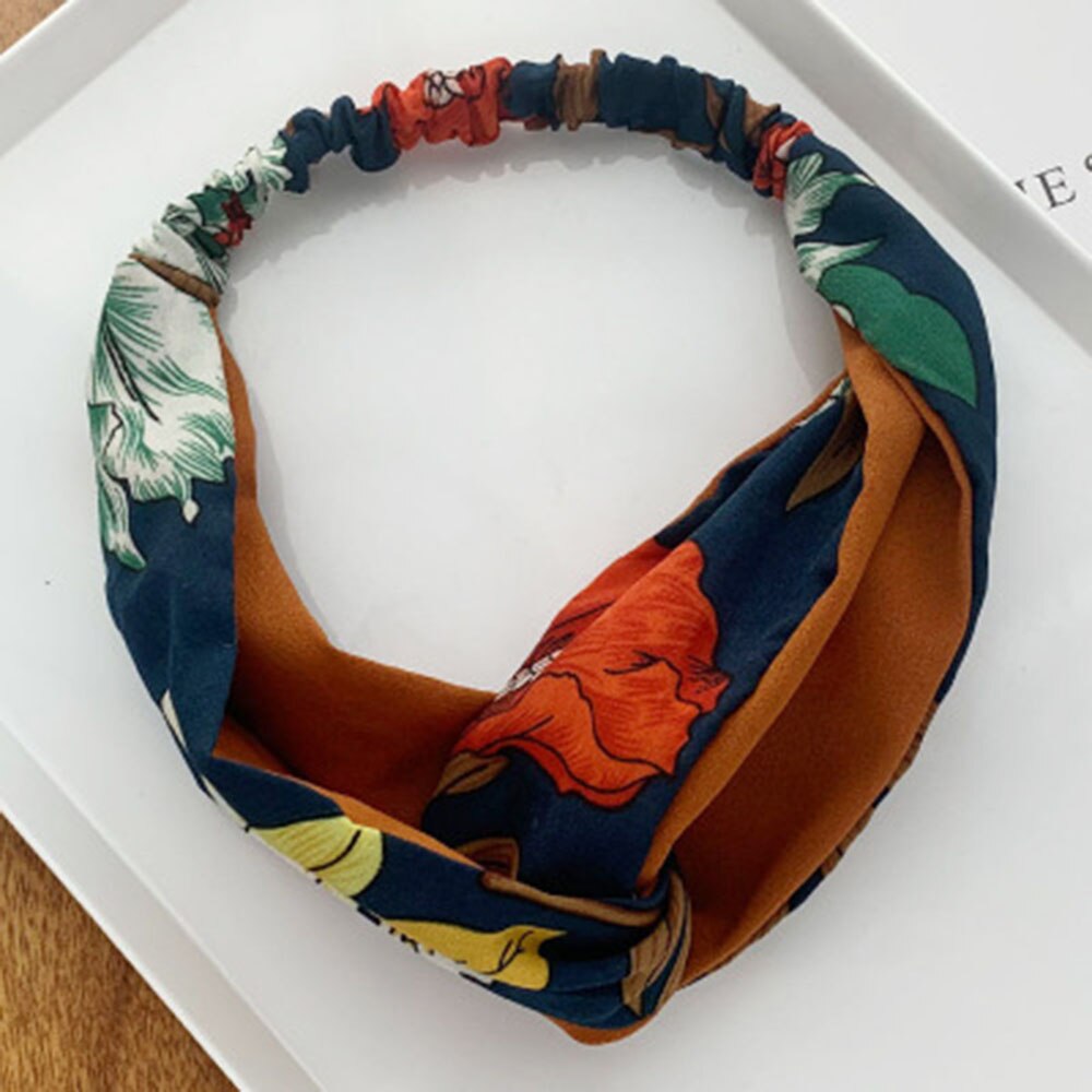 Headband Cross Knotted Bow Chiffon Floral Hair Band Korea Headdress Women Hair Accessories Girls Hairband: 6