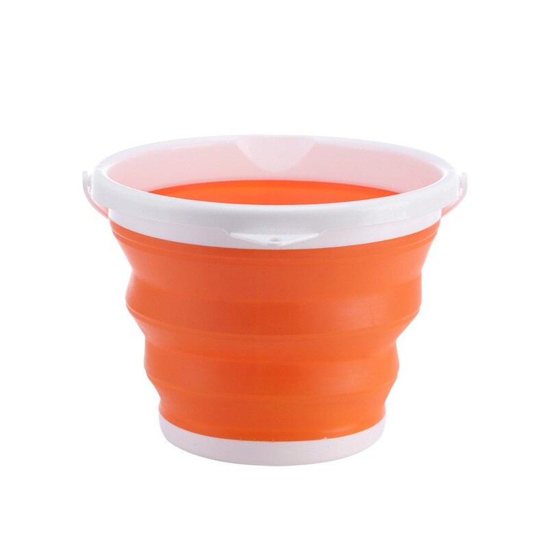 Collapsible Bucket 10L/5L/3 Portable Folding Bucket Lid Silicone Car Washing Bucket Children Outdoor Fishing Travel Home Storage: Orange-26-19cm-5l
