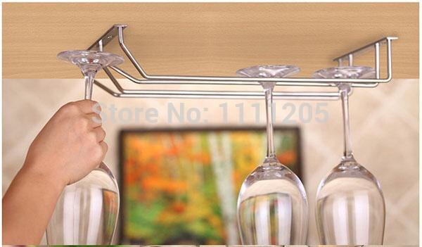 Wijnglas wandrek houders 38cm 4 rijen roestvrij staal zilver koperen hanger met schroeven hangende glasplanken rekken voor wijn