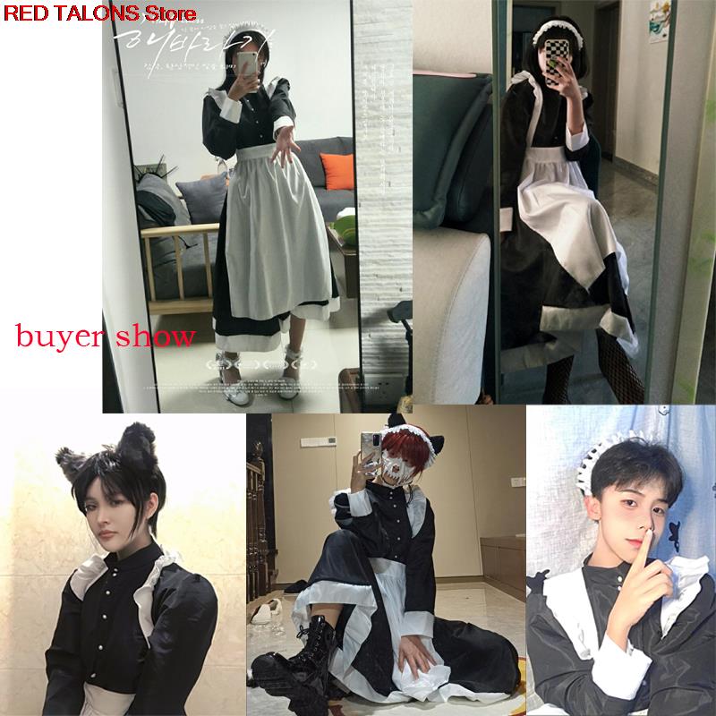 Traje de sirvienta de Anime para hombre, Cosplay de sirvienta de cafetería, uniforme japonés, bonito vestido de Lolita, traje gótico blanco y negro