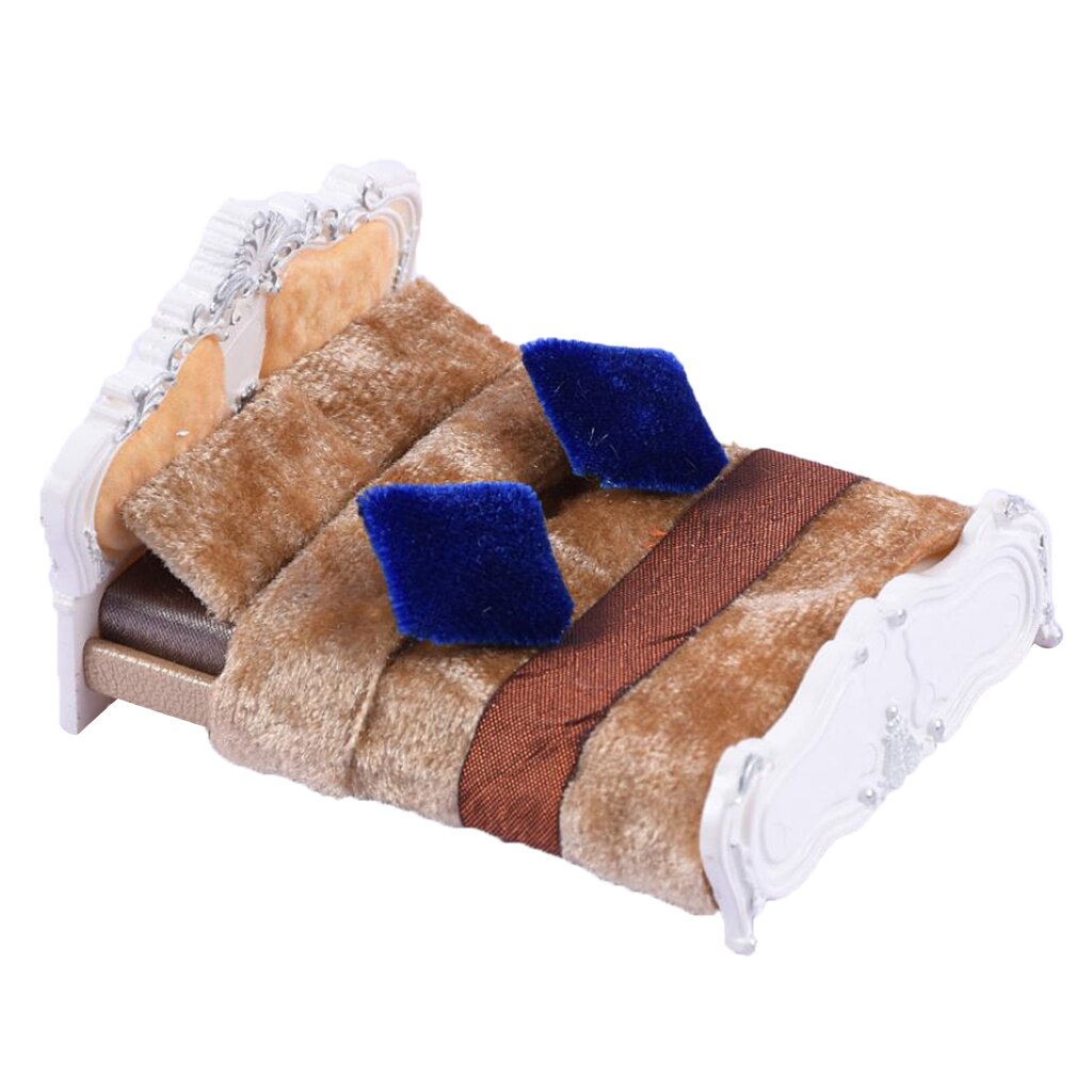 1:25 White Double Bed Plastic for Mini Dolls House Bedroom Layout Decor