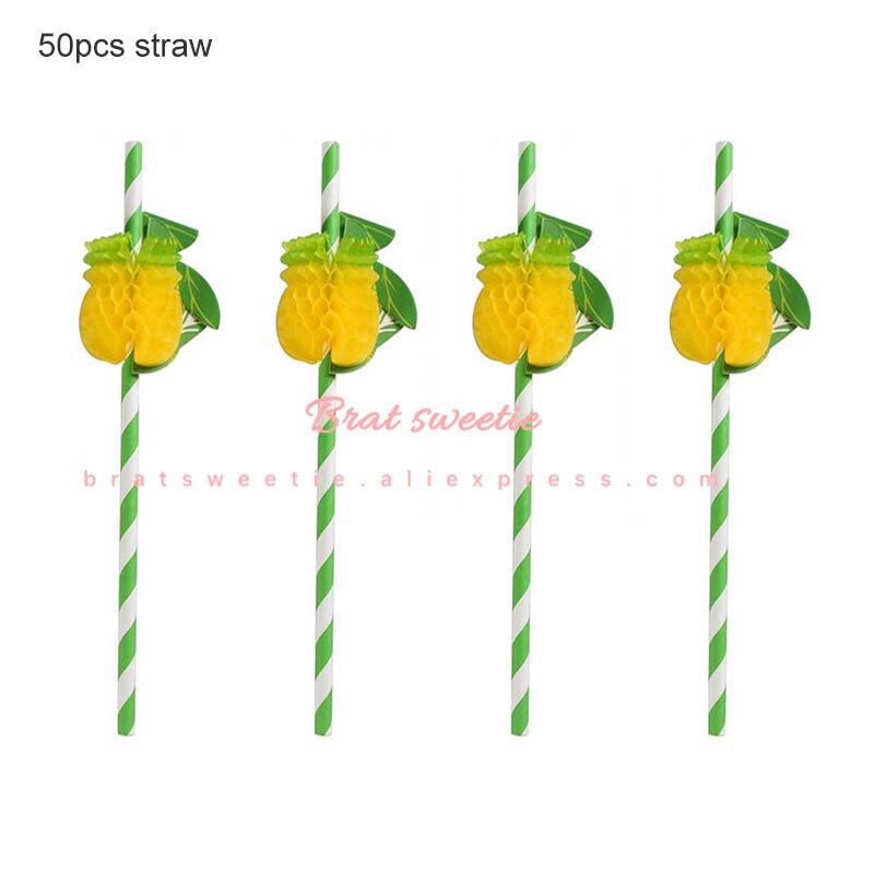 Hawaii fest aloha hawaiianskt halsband klänning bord kjol leis krans flamingo flickor födelsedagsfest dekorationer tillbehör: 50pc ananasstrån