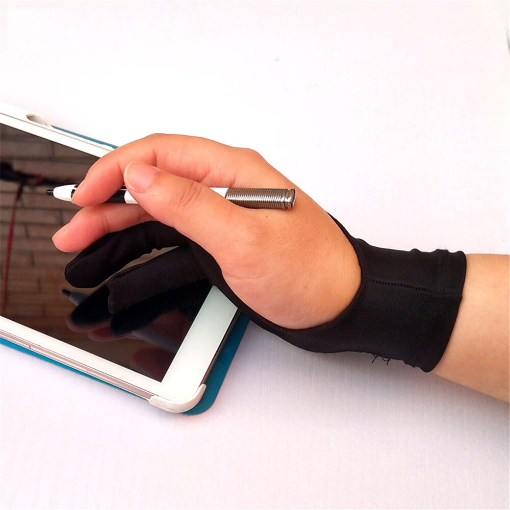 2 Fingers Anti-fouling Gloves for Sketch Oil Paintings Anti Touch Hand Drawing Digital Tablet Writing Glove for School