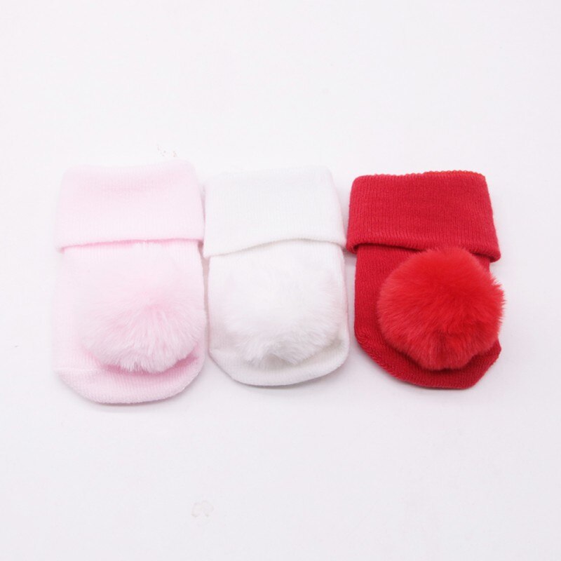 Nyfødte piger hårbold solide sokker bærer 0-18m spædbarn blød bomulds-anti-slip baby gulvsokker m
