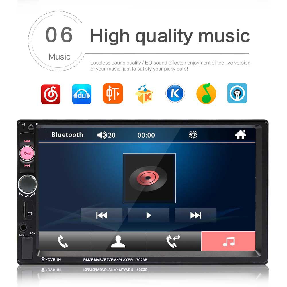 Touch Screen Head Unit 7 inch with Mounting Kit 7023B Double 2 DIN Car Radio for Outdoor Personal Car Parts Decoration