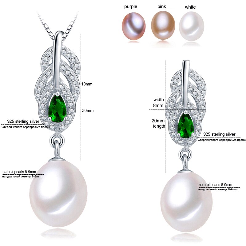 YouNoble Zoetwaterparels Sieraden Set Vrouwen, 925 zilveren bruidsmeisje sieraden set bohemian sapphire beste vrienden wit