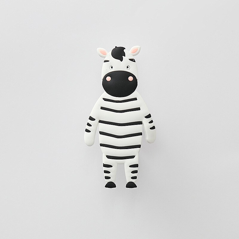 Söta djurkrokar flexibel pvc mjuklim väggmonterad självhäftande zebra ko krok: Zebra