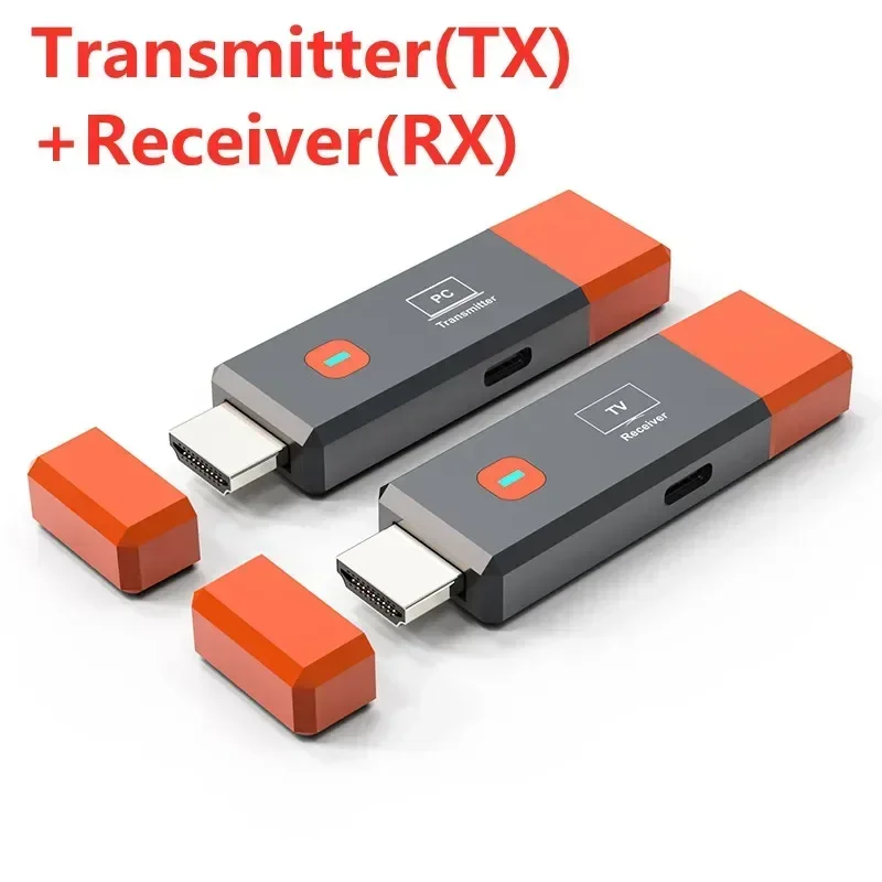 2025 Draadloze HDMI-videozender en ontvanger Extender-kit TV Stick Dongle-adapter voor pc-laptop naar projectormonitor TV: Black