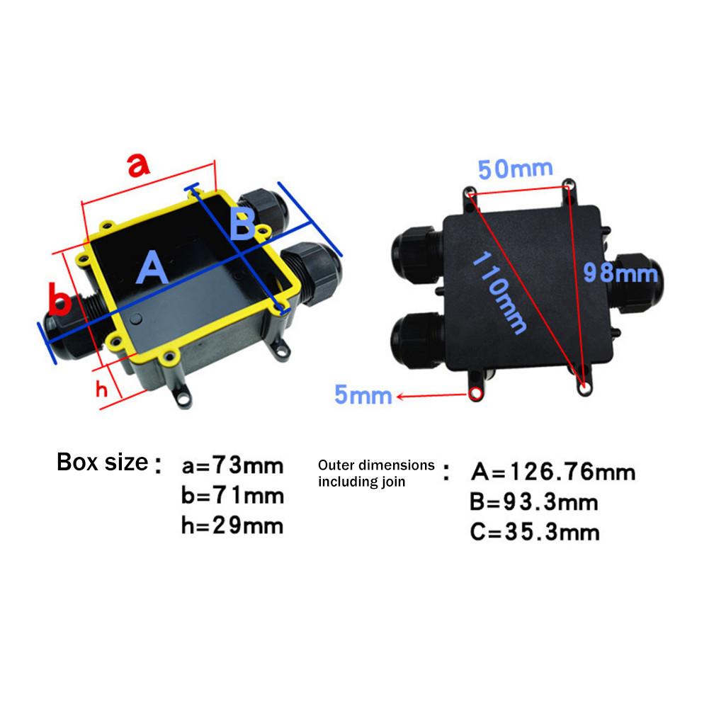 Junction Box Set Waterproof UV Sunproof Outdoor Multiple Ways Plastic Electrical Junction Box Case Cable Wire Connector Protect
