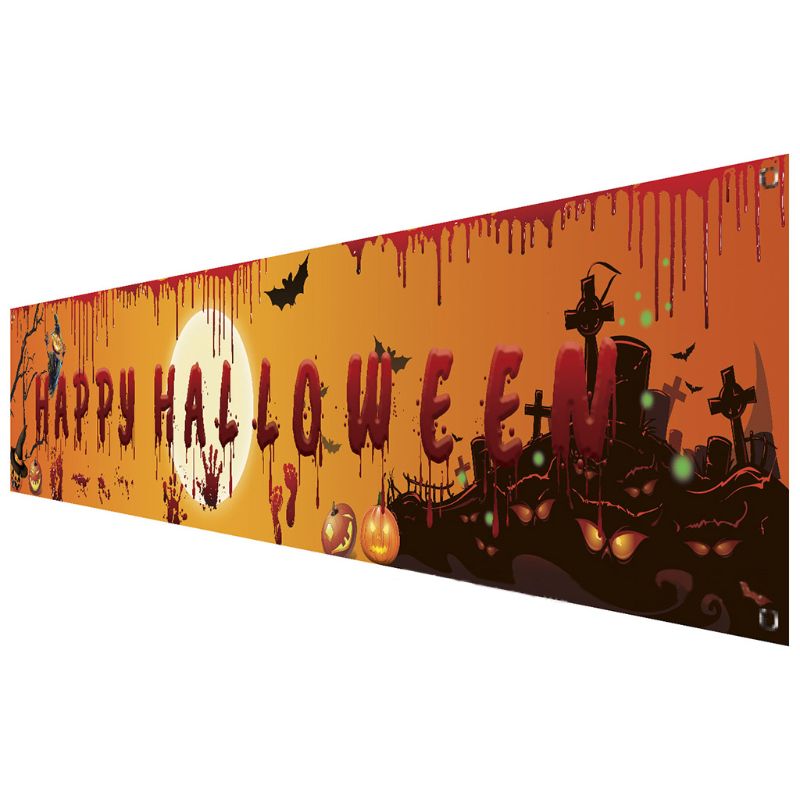 Outdoor Halloween Banner Pull Flag Decorations Celebrate Foldable Hanging Decor Porch Background Signs Party Supplies