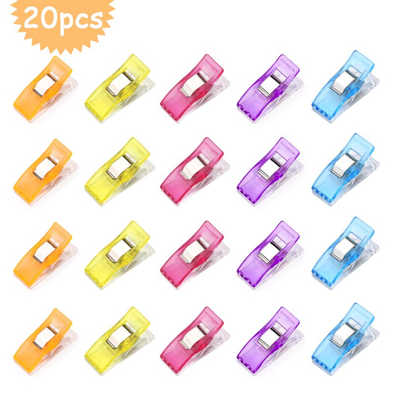MIUSIE 20 Pcs Multicolor Plastic Clips Patchwork Hemming Clips Fabric Clamps Household Sewing Accessories Set: Multicolor