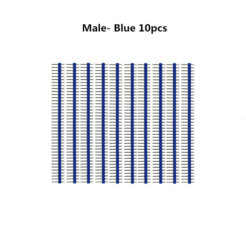 40 Pin 1x40 Single Row Male and Female 2.54 Breakable Pin Header PCB JST Connector Strip for Arduino Black: Male Blue 10pcs