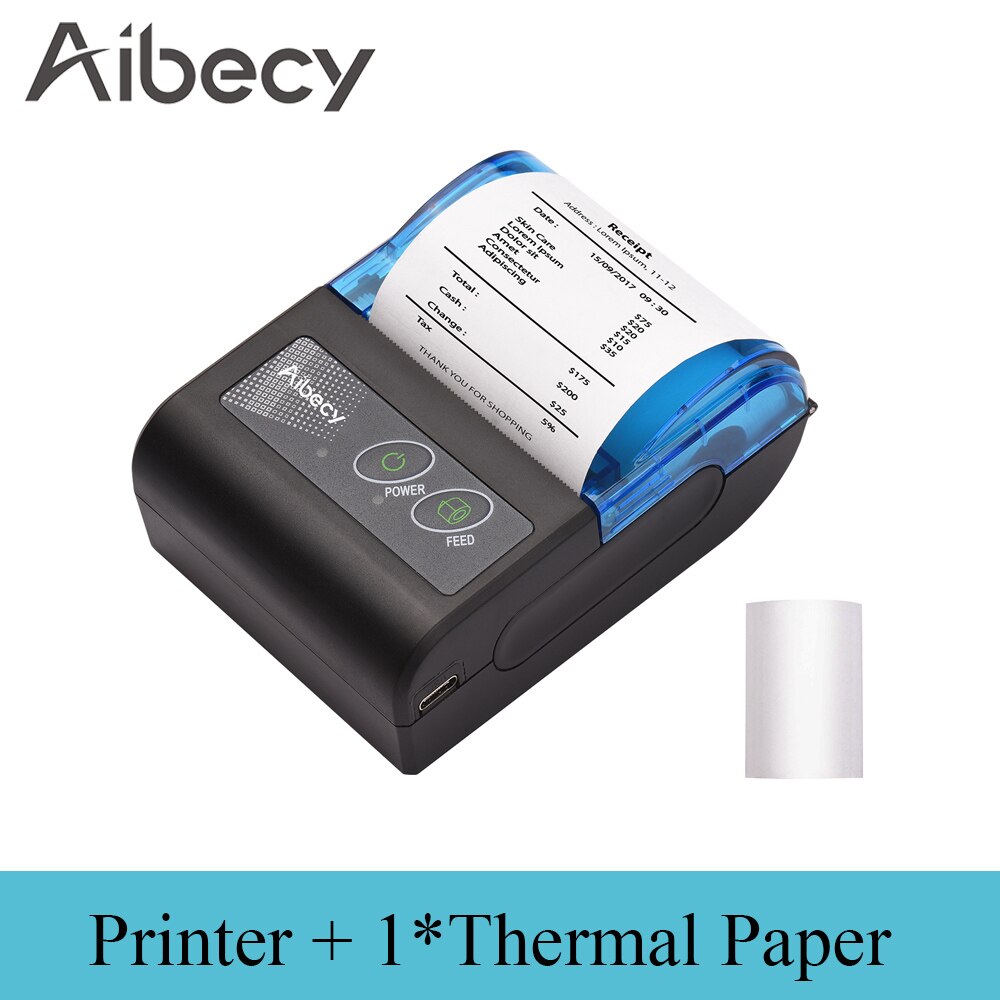 Portable Mini Thermal Printer 2 inch Wireless USB Receipt Bill Ticket Printer Add 58mm Paper Compatible with iOS Android Windows: Printer-1 Paper
