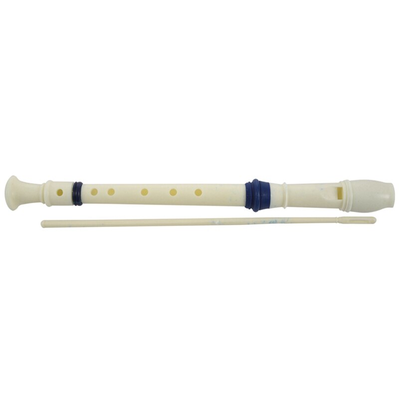 Muziekinstrument 6 gaten sopraanfluit blokfluit wit blauw & houten kazoo muziekinstrumenten feestgunsten (houten -01)