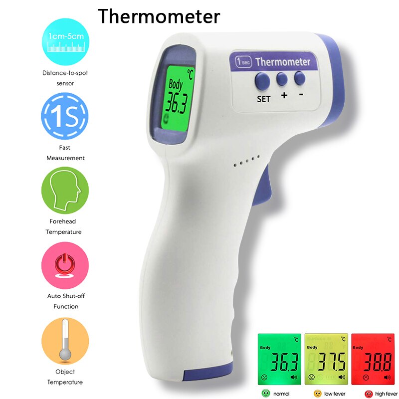 Digital Infrared Thermometer Temperature Meter Gun Digital LCD Pyrometer IR Thermometer Non Contact Pyrometer Alarm reminder: EWQ003(White)