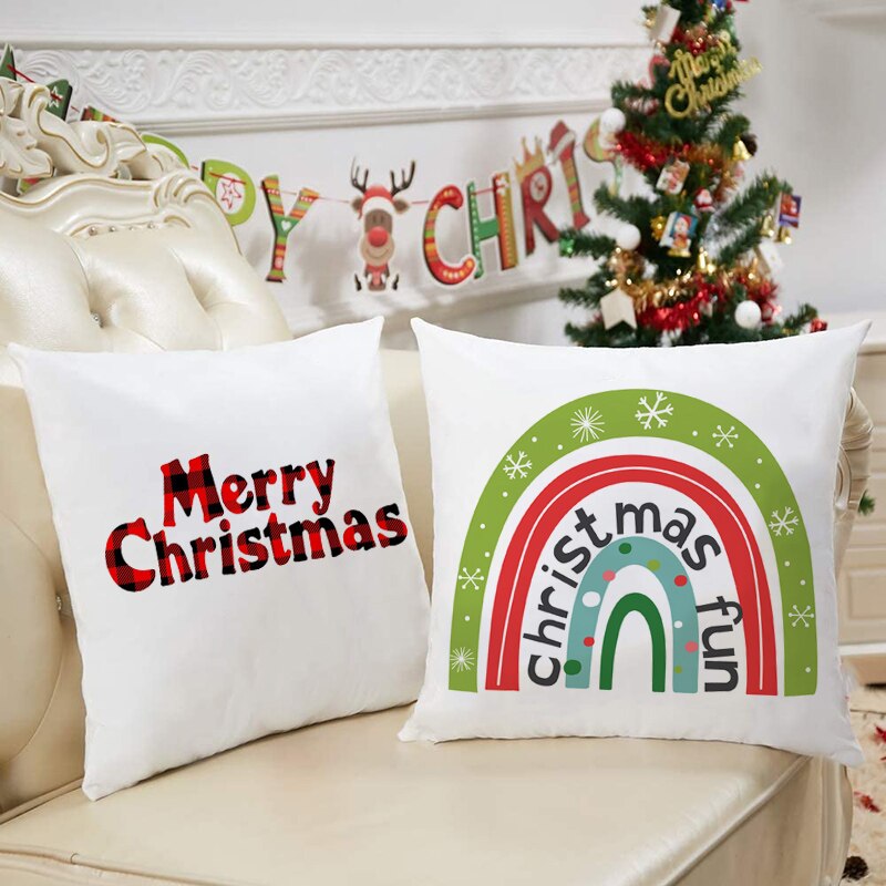 Kerst Kussenslopen Xmas Decoratieve Boerderij Buffalo Regenboog Kussensloop Winter Kussen Case Voor Home Decor