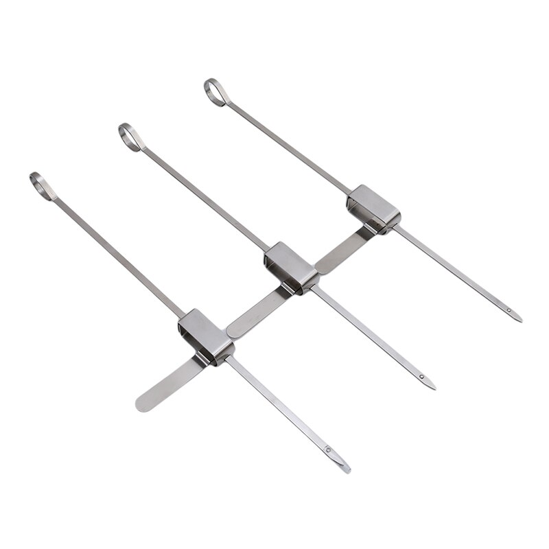 3pcs/set Stainless Steel Barbecue Sticks Barbeque Skewers Kebab Sticks Barbecue Accessories BBQ Tools 976349