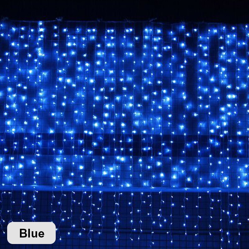 Guirlande lumineuse rideau LED guirlande lumineuse 0.6m intérieur extérieur fée guirlande lumineuse maison pour fête de mariage jardin décoration de noël: Blue / 4x0.6m