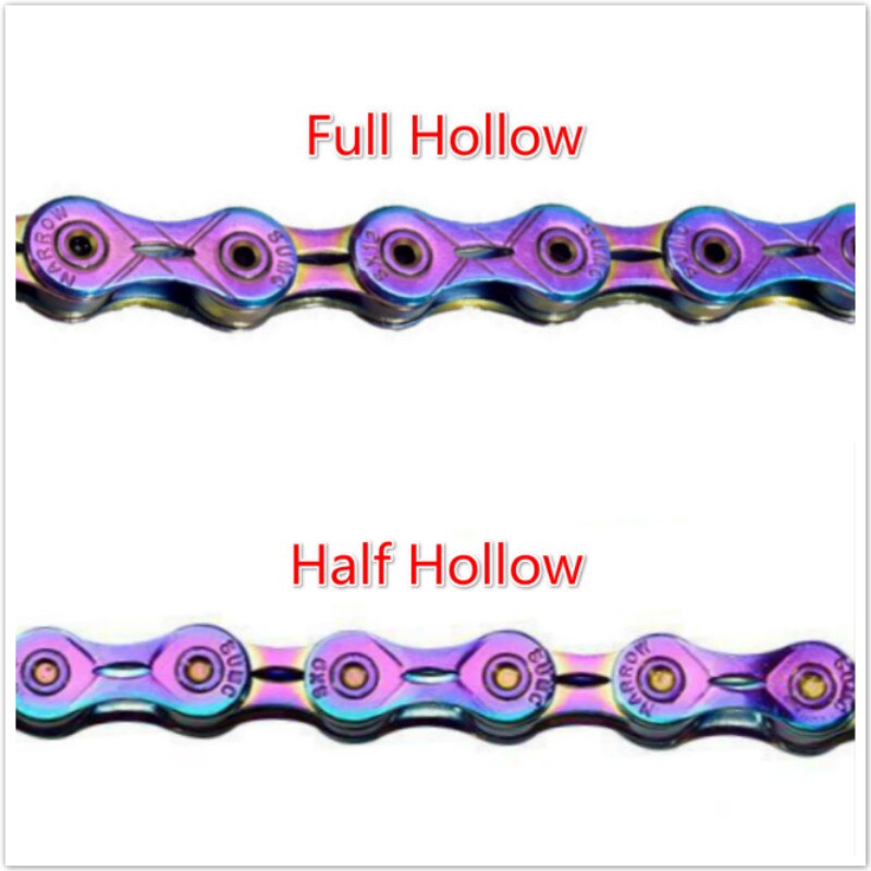 Bicycle Chains 9 10 11 12 Speed Colorful Mountain Road Bicycle Chain Half Hollow and Full Hollow Bike Chain Ultralight 116L