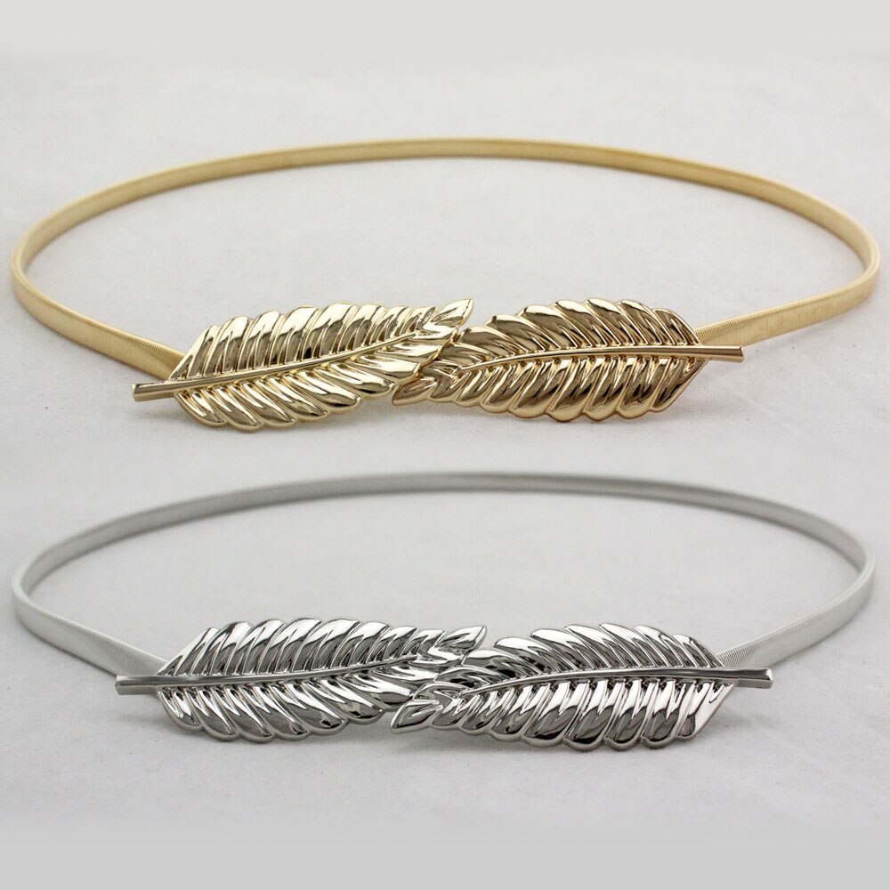 Cinto de casamento em metal, dourado e prata, fivela decorativa de folhas, elástico, faixas de cinto, acessórios, vestido formal
