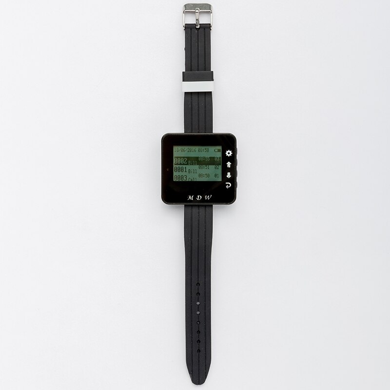 Mindewin Wireless Restaurant Call Paging System 1pc M-W-1 Wrist Watch Receiver+ 5pcs M-K-4 Waterproof Call Transmitter Button