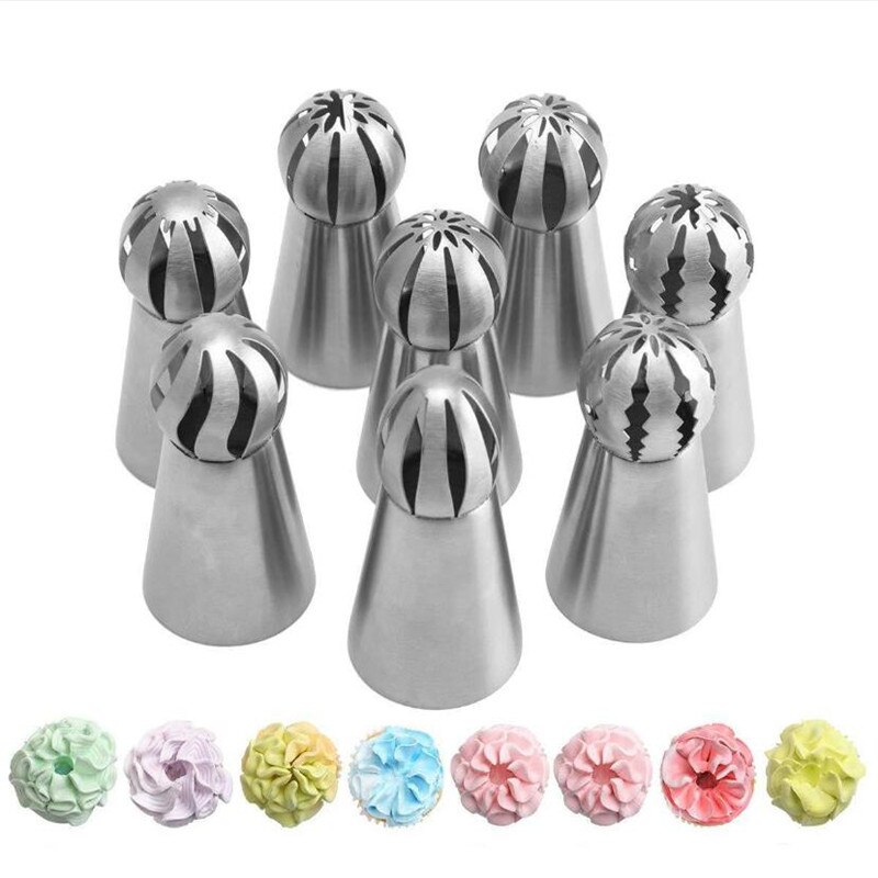 Russische Piping Nozzle 7 Stijlen Bol Icing Confectioners Pastry Tips Sugarcraft Cupcake Decorateur Keuken Bakvormen Gereedschap