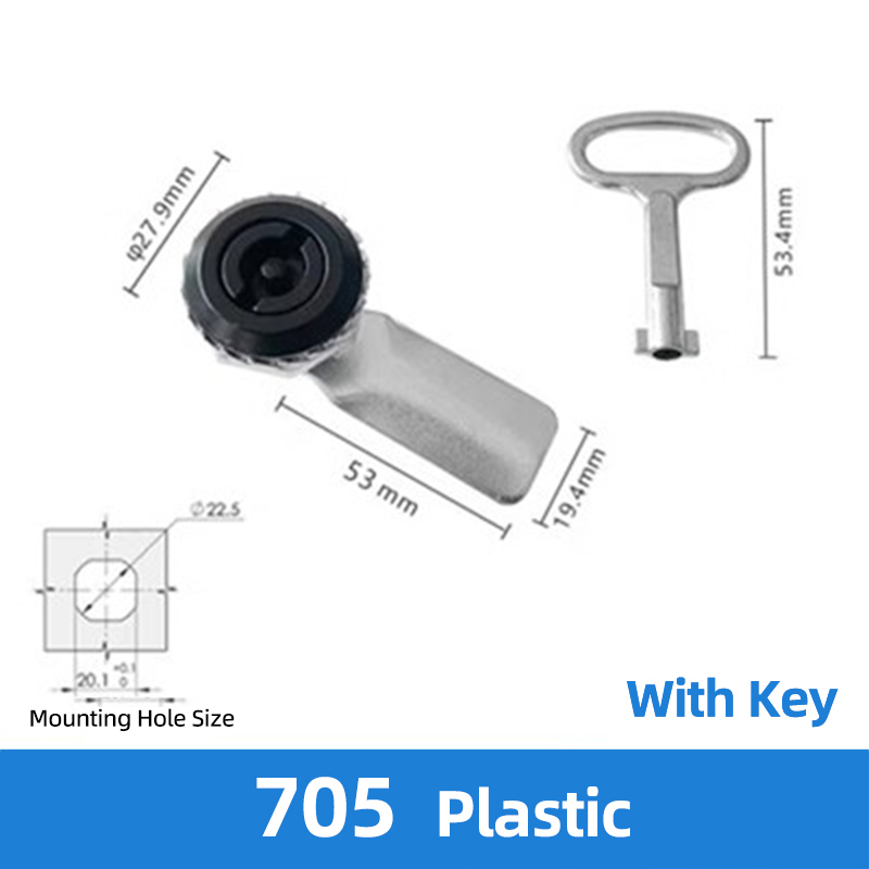 Stainless Steel / Zinc Alloy Cabinet Lock With Key Rotary Tongue Triangular Locks Distribution Box Straight Circular: Blue