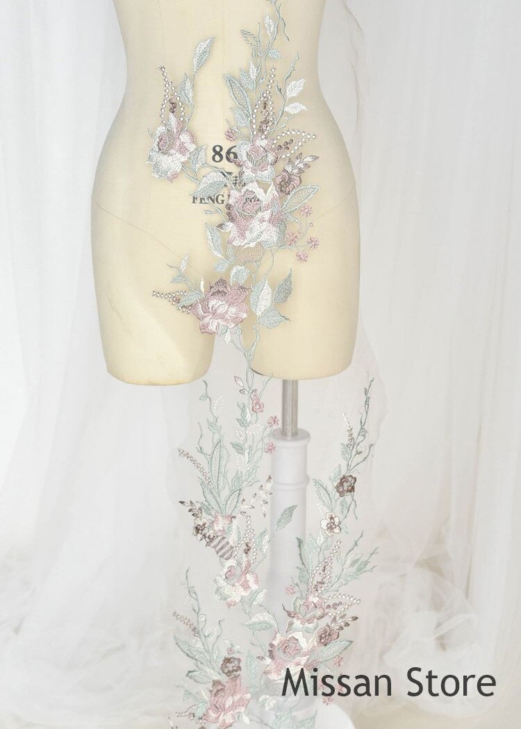 1Pieces Luxury Lace Wedding Lace Applique Lace Fabric Embroidered Bone Lace Fabric Wedding Fabric