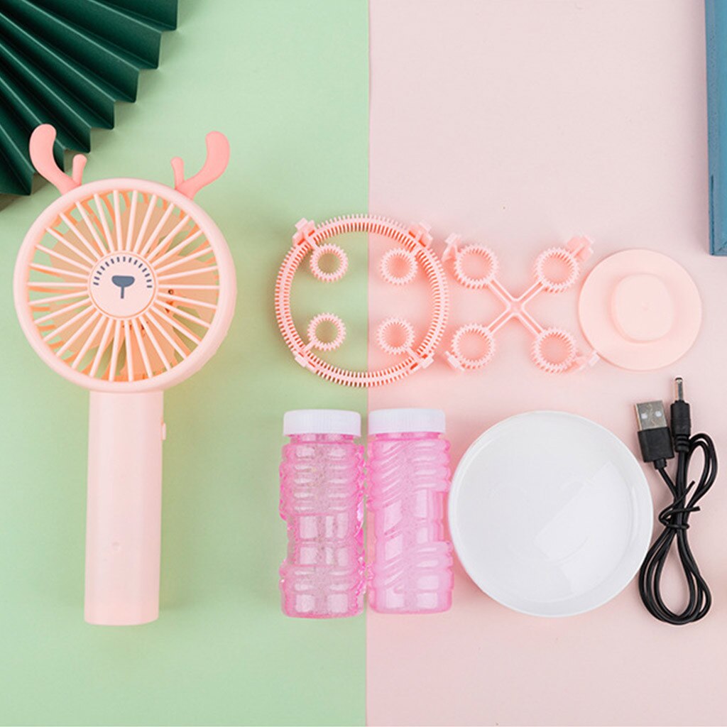 Low Noise Portable Handheld Multi-function Mini Fan BUBBLE MAKER BLOWER MACHINE MINI FAN USB Rechargeable Fan 100ml