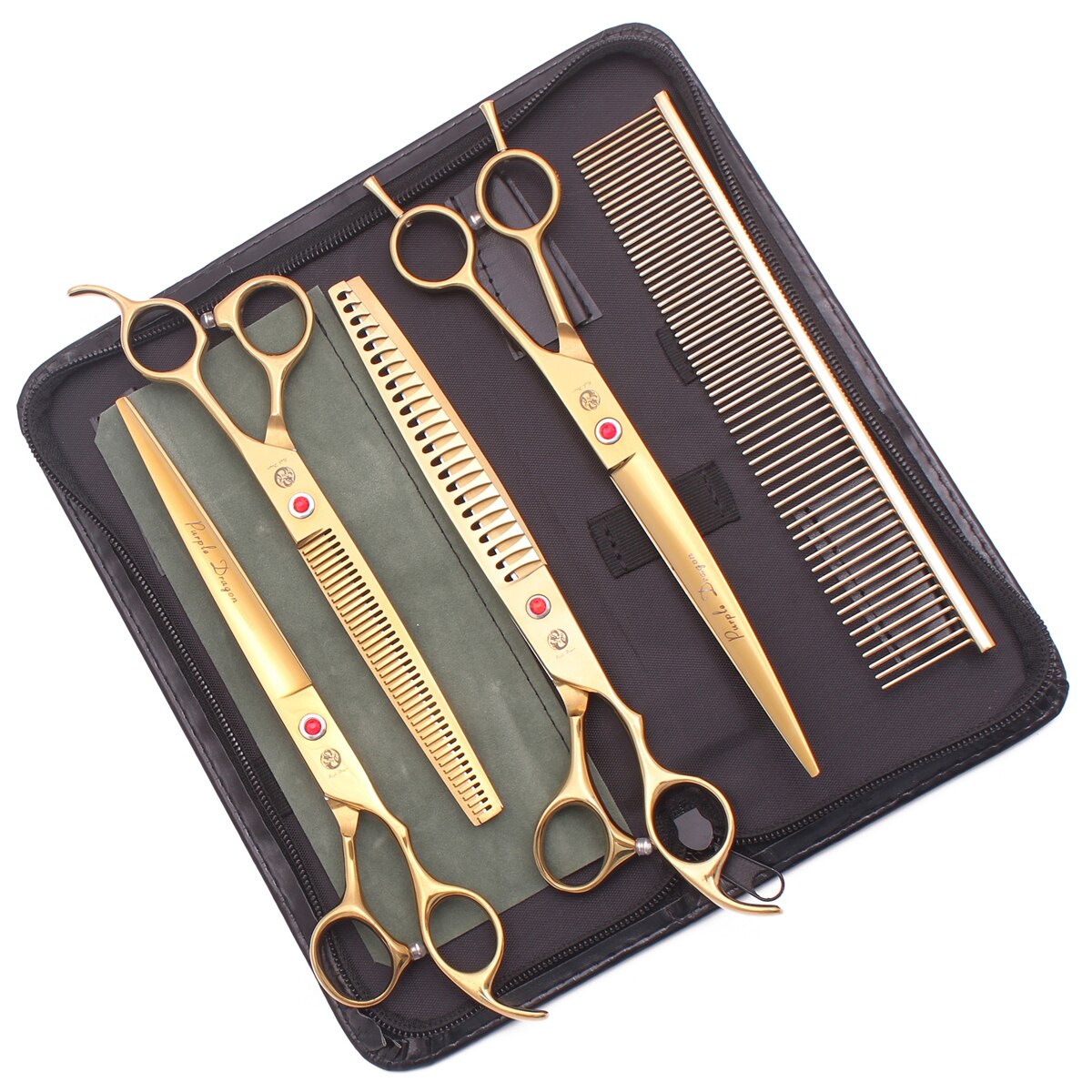 Purple Dragon 8" Stainless Dog Scissors Kit Straight Shears Thinning Shears Curved Shears Pet Scissors Grooming Scissors Z3005: Z3015 Jin U5