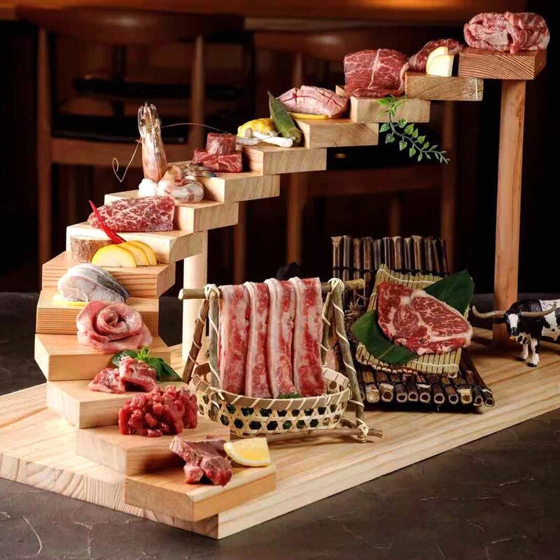 Función de madera maciza Plato giratorio para sushi Suministros de Hotel Rejilla para aperitivos Platos de arte