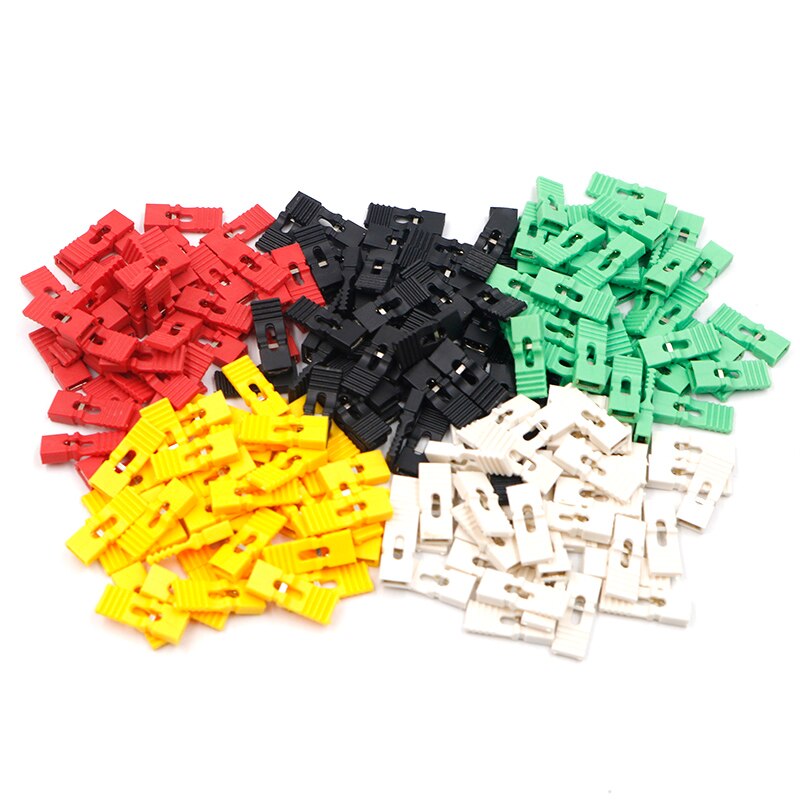 50pcs pas de cavalier capuchon court et têtes et boîtiers de fil 2.54MM SHUNT noir jaune blanc vert rouge bleu