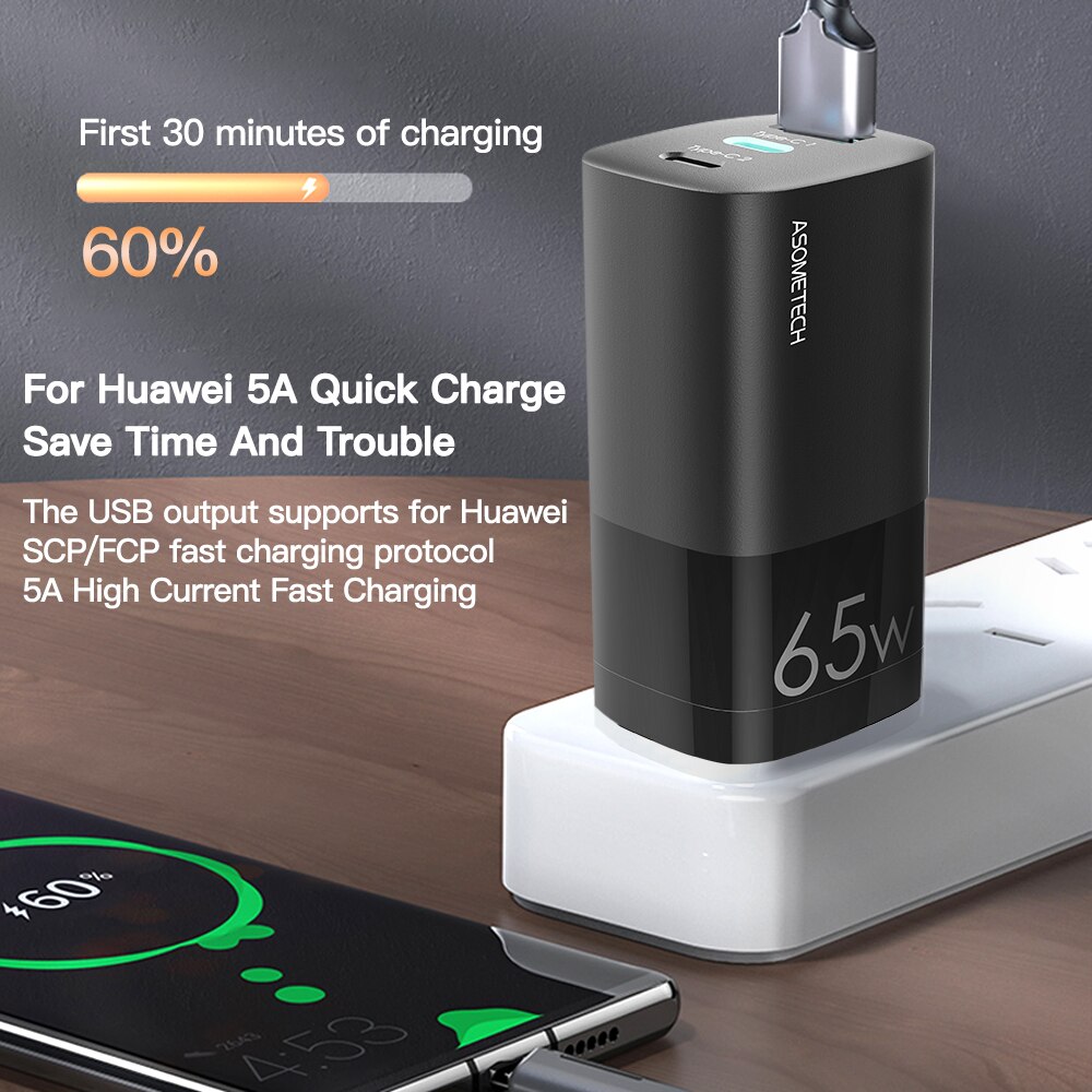 65W Quick Charger USB Charger QC3.0 Type C PD Wall Charging Fast Charge EU UK Plug Adapter For iPhone 12 11 Xiaomi Macbook Pro