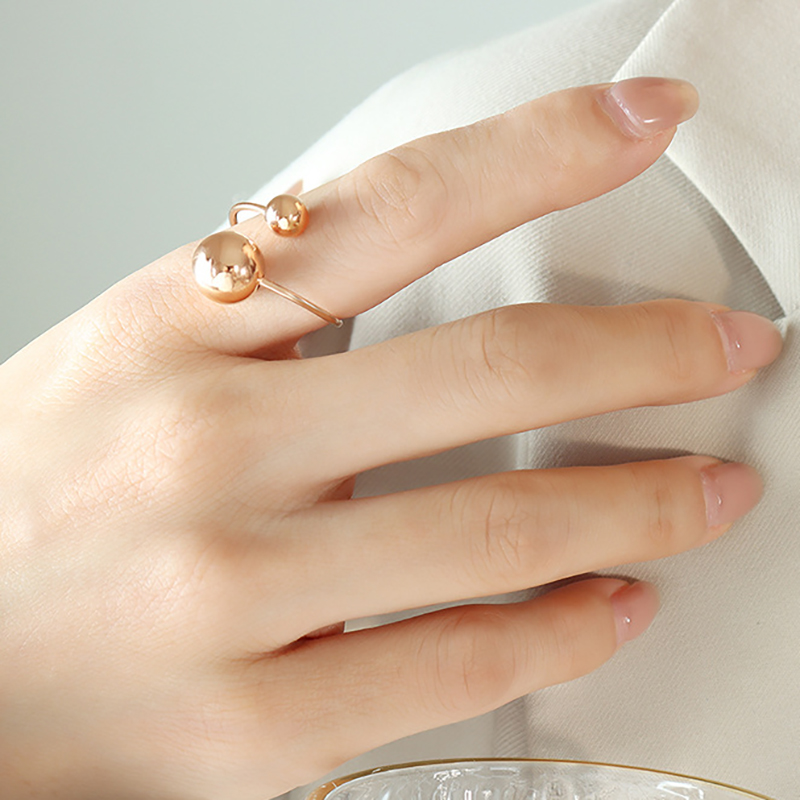 Anillos de acero inoxidable ajustables para mujer, anillo abierto Punk chapado en oro de 18K, accesorios de joyería de , para parejas: Verde