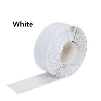 Pegatina de cerámica antihumedad de 3,2 m * 2,2 cm para cocina, autoadhesiva de PVC, adhesivo para esquina de pared de baño, pegatinas para fregadero: White