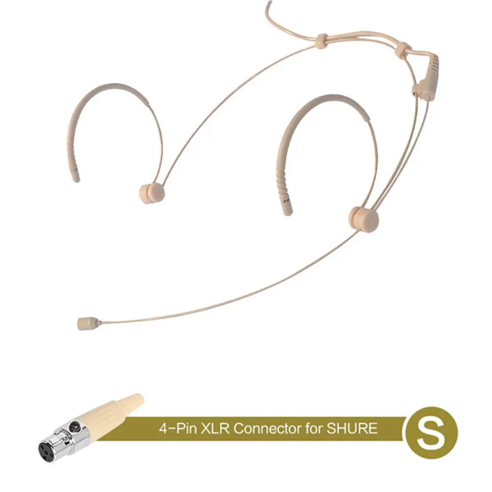 Beige Double Earhook Headset Mic 3.5mm 3 Pin 4 Pin XLR Plug Headworn Microphone Portable Audio & Video: Khaki