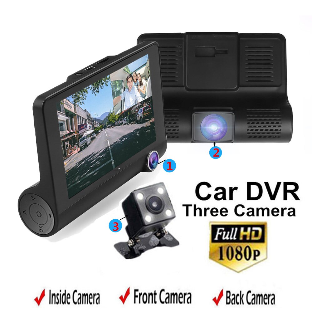 32G Tf Dash Cam Ips Display Drie Spiegels Auto Dvr Camera Dual Lens Hd 12V 1080P Dash camera Auto Dvrs Video Recorder Dashcam
