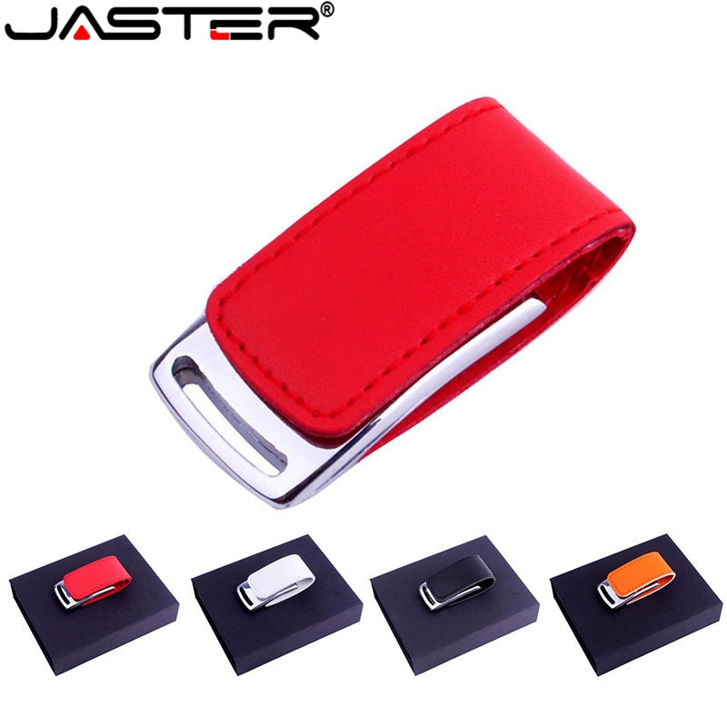 Usb jaster 2,0 cuero usb + caja de usb pendrive 4GB 8GB 16GB 32GB 64GB de memoria U disco usb flash drive