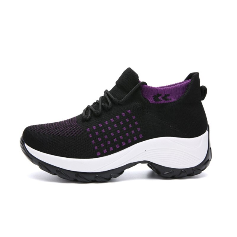 Kvinder sneakers åndbare mesh platform sko 5 cm forstærk snørebånd slidbestandige gymnastiksko skridsikre sokker flade zapatos mujer