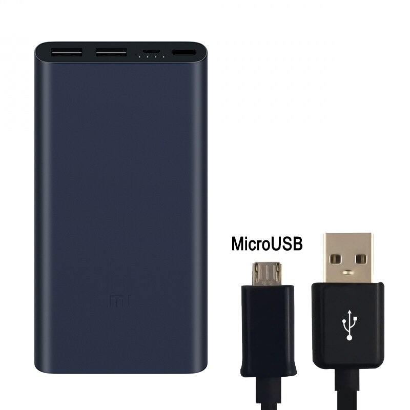 Original 10000mah Xiaomi Mi Power Bank 2 External Battery Bank 18w Quick Charge Powerbank 10000 With Dual Usb Output For Phone: Black Add MicroUSB