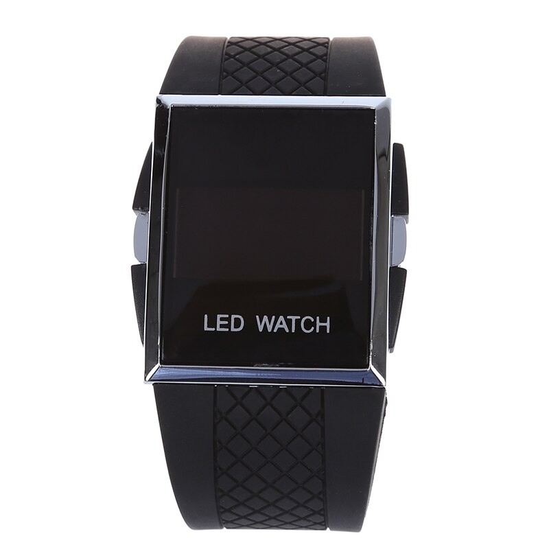 Luxury Digital Mens Red LED Light Sport Wrist Watch Style - Black