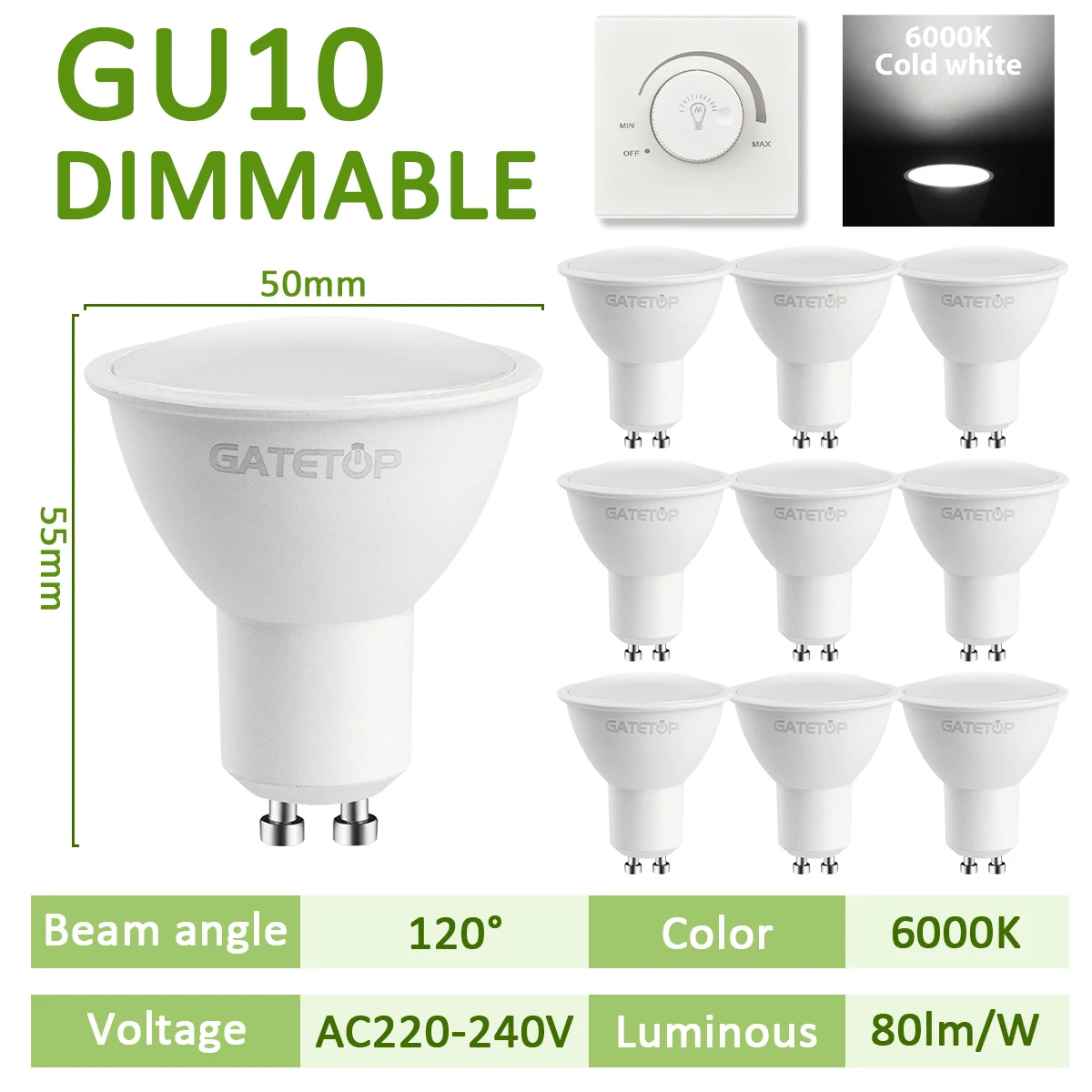 10 Stück LED-Strahler GU10 Glühbirne dimmbar 220 V 3000 K 4000 K 6000 K 50 W Halogen-Ersatz für Landschaftsschienenbeleuchtung: orange / 3w